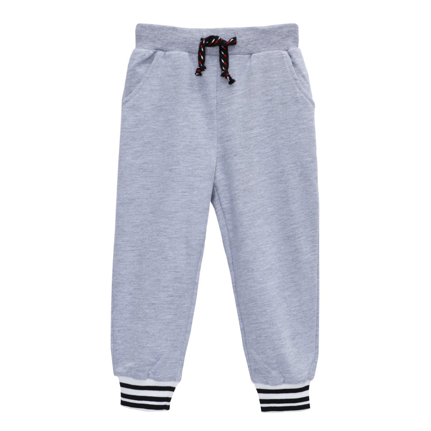 HILEELANG Toddler Boys Jogger Sweatpants 3-Pack, 100% Cotton French Terry Pants with Drawstring and Pockets,colors—black, gray, and navy