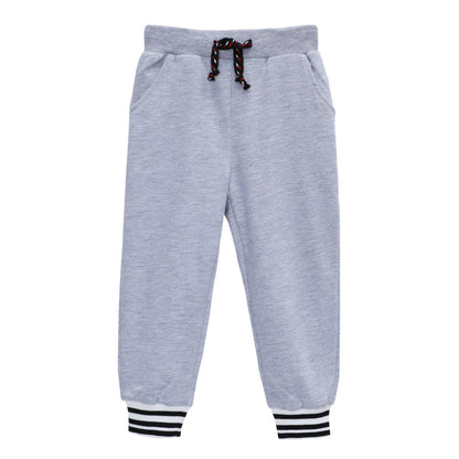 HILEELANG Toddler Boys Jogger Sweatpants 3-Pack, 100% Cotton French Terry Pants with Drawstring and Pockets,colors—black, gray, and navy