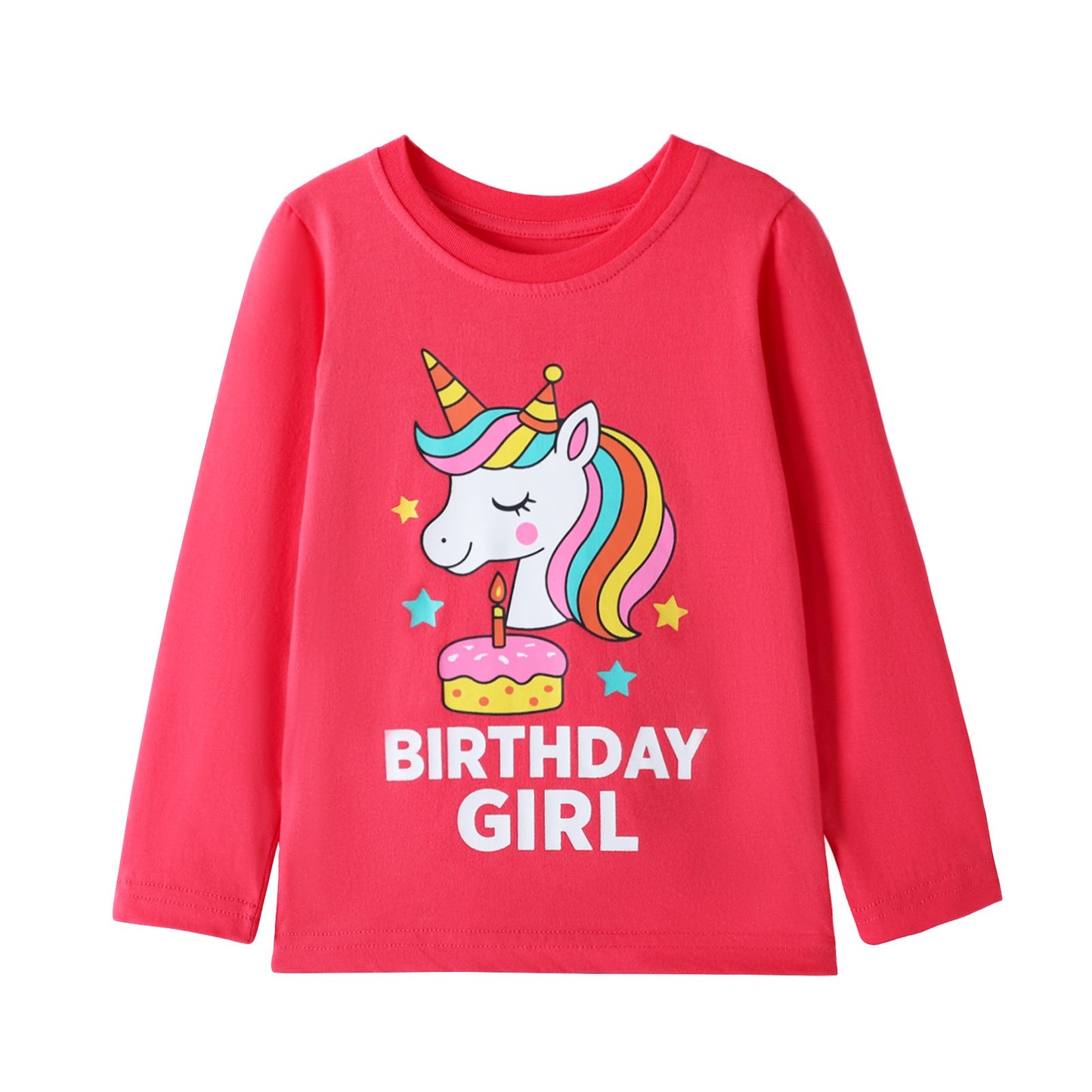 HILEELANG Toddler Girls Long Sleeve T Shirts Unicorn 3 Pack – 100% Cotton Casaul Birthday Girl Sparkle Wish Fall Winter Everyday Wear Kids Layering & Play Tops