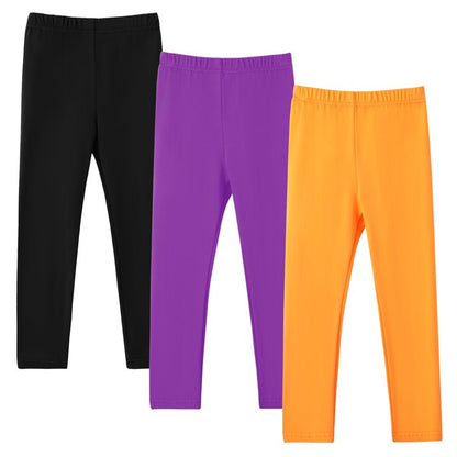 HILEELANG Toddler Kids' Fall & Winter Leggings Ages 1 - 14Y 95% Cotton + 5% Spandex Soft & Skin - Friendly Stretchy & Non - Binding Colors Purple Black Orange