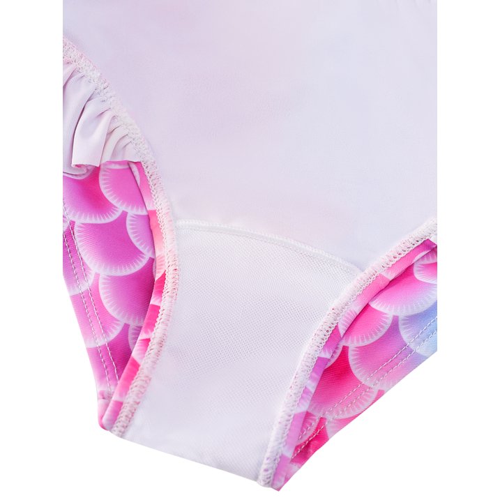 HILEELANG 3-9T Toddler/Little Girls Light Blue Mermaid Graphic Rainbow Scales Rashguard Swimsuit