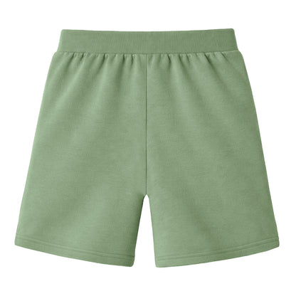 HILEELANG Toddler Boys' Cotton Shorts 3-Pack with Pockets, Grey/Green/Blue