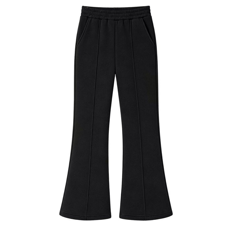 HILEELANG Girls Flare Pants Stretch Sweatpants Pull On with Pockets Black