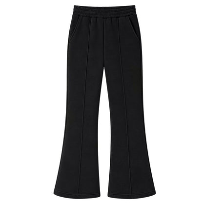 HILEELANG Girls Flare Pants Stretch Sweatpants Pull On with Pockets Black
