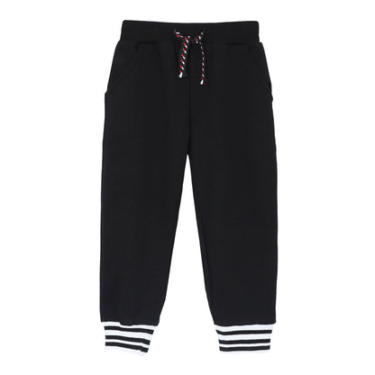 HILEELANG Toddler Boys Jogger Sweatpants 3-Pack, 100% Cotton French Terry Pants with Drawstring and Pockets,colors—black, Khaki, and navy