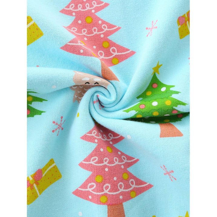 HILEELANG Toddler Girls(2-7Y) Christmas Blue Sweatshirt - Kids Cute XmasTree Pullover Holiday Long Sleeve Tops