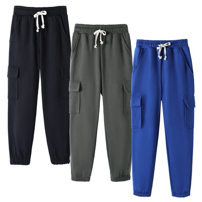 HILEELANG 3-Pack Boys' Sweatpants 5-15 Years Black/Charcoal/Blue Elastic Waist Pants