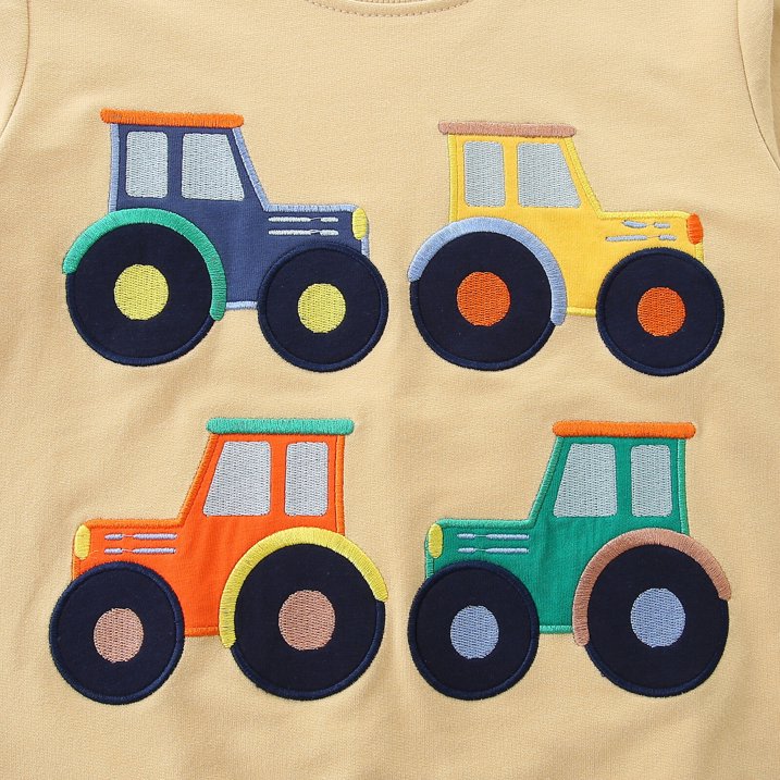 HILEELANG Toddler Boys（2-7Y) Tractor Sweatshirt Long Sleeve Pullover Top for Fall Winter, Cotton Crewneck Shirt for Kids