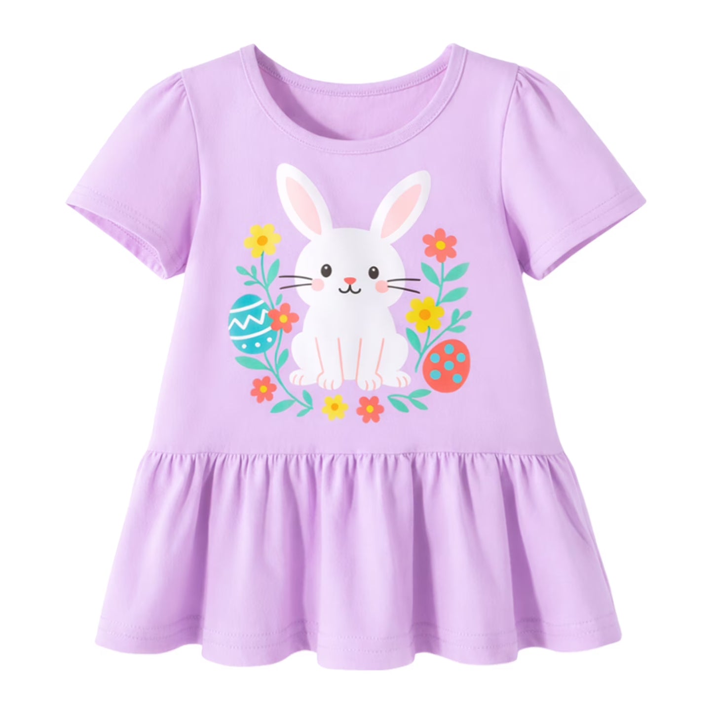 HILEELANG Toddler Girls 100% Cotton Bunny Floral Peplum Legging Set