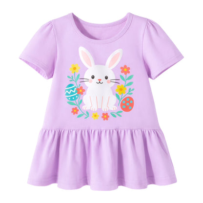 HILEELANG Toddler Girls 100% Cotton Bunny Floral Peplum Legging Set