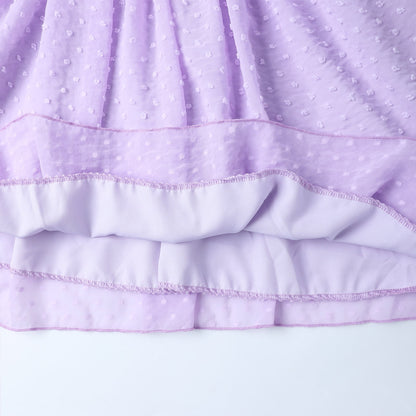 HILEELANG Girls Lavender Swiss Dot Puff Sleeve Polyester Dress 4-5Y Little Girls