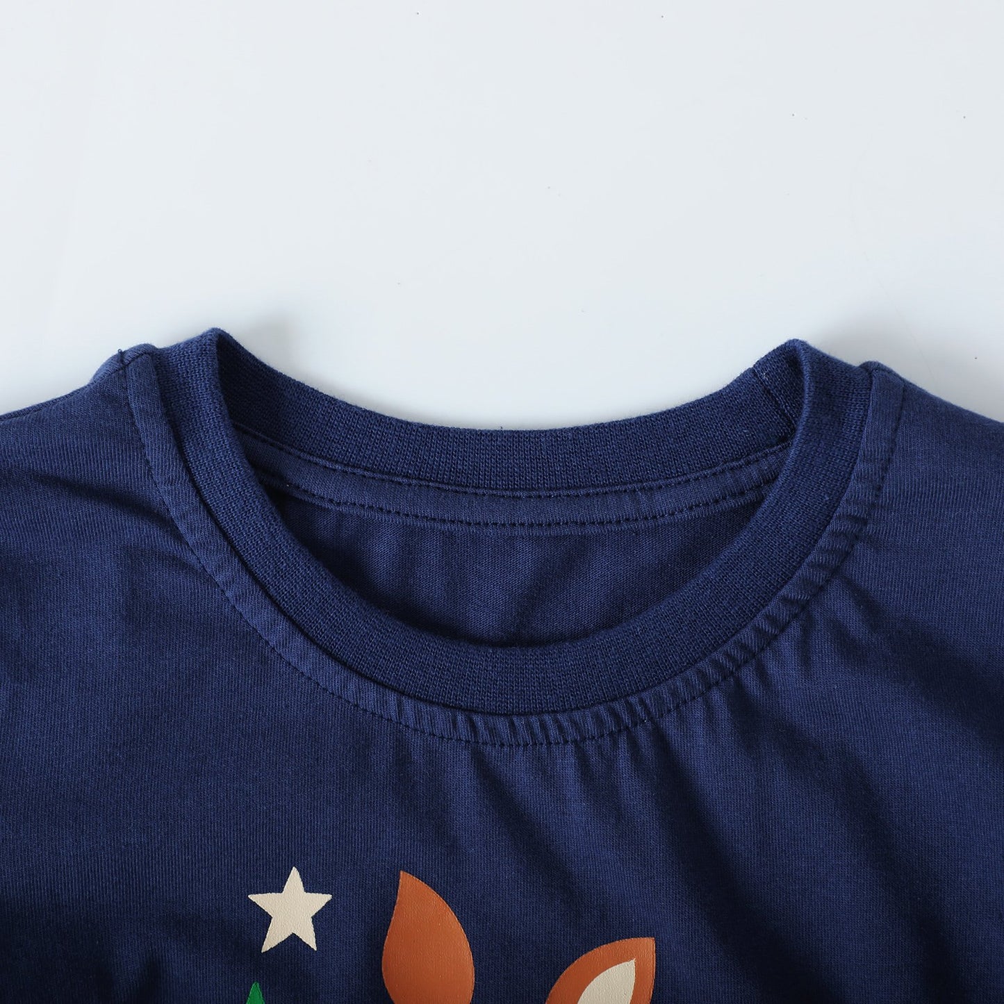 HILEELANG 2-7 Toddler/Little Girls Navy/Pink/Cream Forest Deer Rainbow Cute Spring Print 100% Cotton