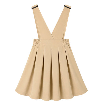 HILEELANG Girls School Uniform Jumper Dress, Adjustable Strap Pinafore Dress with Pockets for Little Big Girls