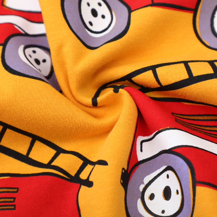 HILEELANG Toddler Boy Long Sleeve Sweatshirts Yellow Vehicles Printed Crewneck Pullover Cotton Top Sweater Shirts