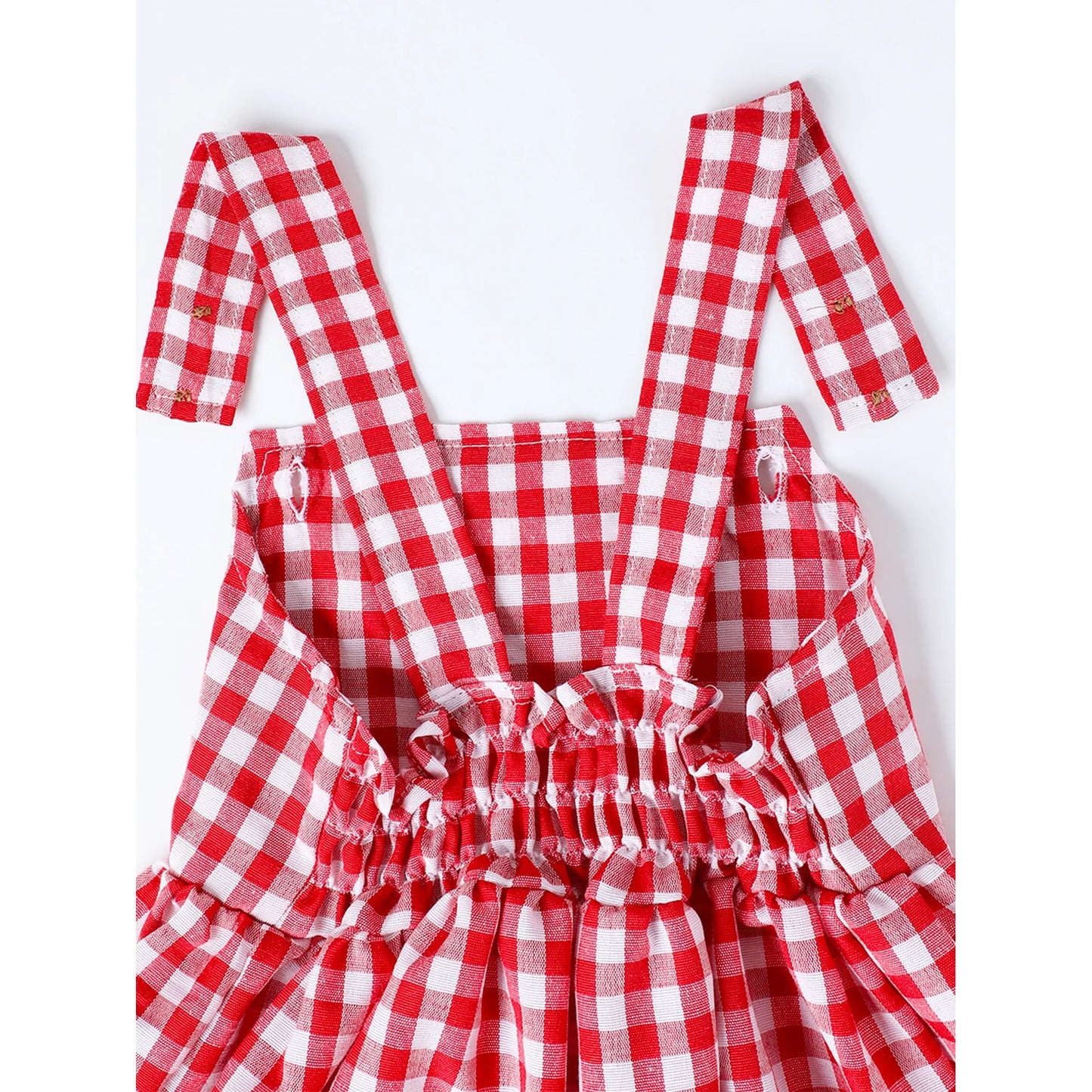 HILEELANG 2-7T Toddler/Little Girls Red Gingham 100% Cotton Dress