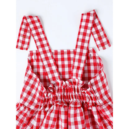 HILEELANG 2-7T Toddler/Little Girls Red Gingham 100% Cotton Dress