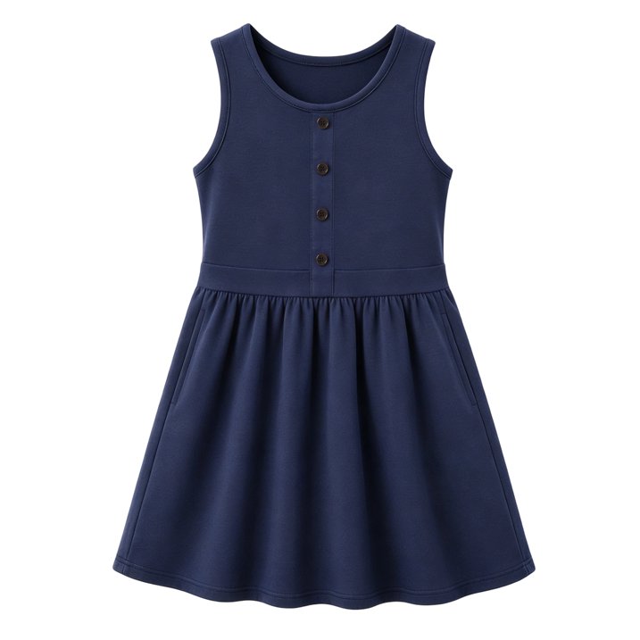 HILEELANG 3-13Y Girls School Jumper Dress with Pockets Sleeveless Uniform Dress Elastic Back Waist for Toddler Little Big Girls Navy Blue
