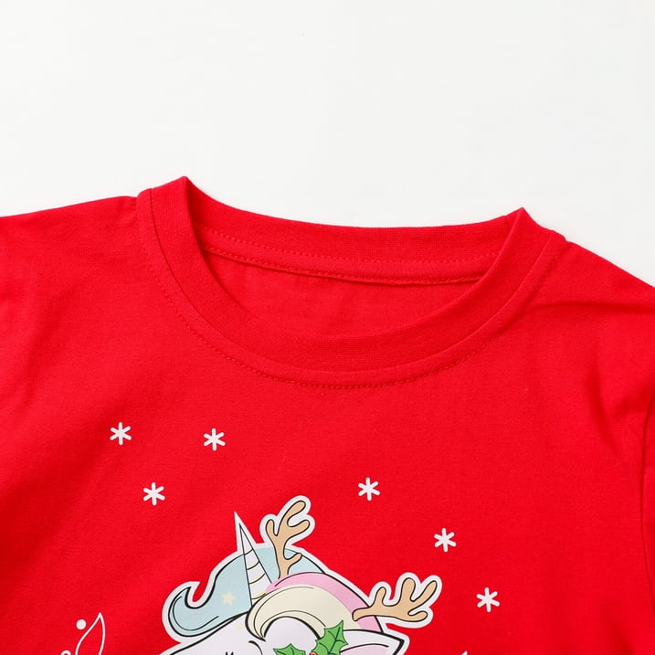 HILEELANG Toddler Girls'Christmas Long Sleeve Tee Shirt Cotton Crewneck Santa Claus Graphic Tops T-Shirts Blue Yellow Pink 3 Packs