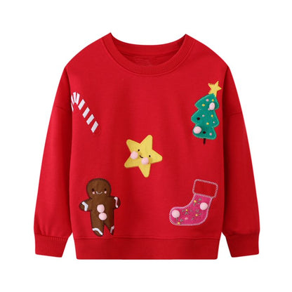 HILEELANG Toddler Girls（2-7Y) Christmas Red Sweatshirt - Kids Festive Xmas BearPullover Holiday Crewneck Tops Long Sleeve