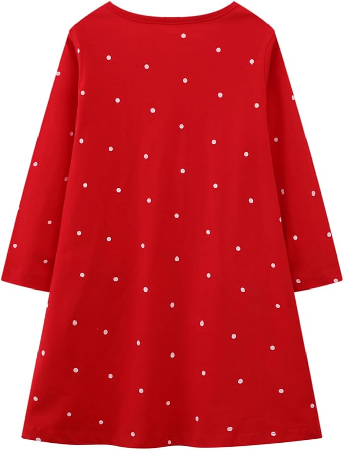 HILEELANG Toddler Girl Christmas Dress Long Sleeve Fall Winter Cotton Casual BasicTunic Shirt Dresses