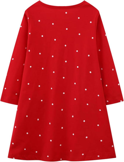 HILEELANG Toddler Girl Christmas Dress Long Sleeve Fall Winter Cotton Casual BasicTunic Shirt Dresses