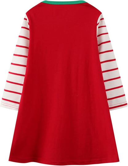 HILEELANG Toddler Girl Christmas Dress Long Sleeve Fall Winter Cotton Casual BasicTunic Shirt Dresses