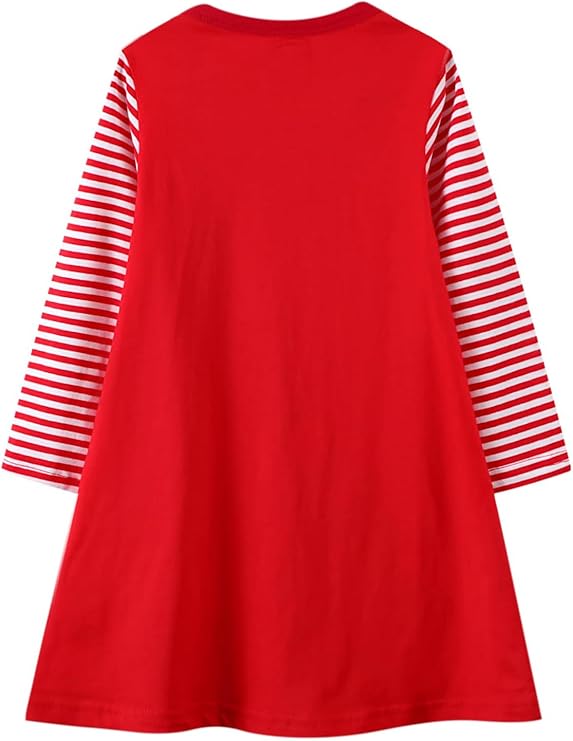 HILEELANG Toddler Girl Christmas Dress Long Sleeve Fall Winter Cotton Casual BasicTunic Shirt Dresses