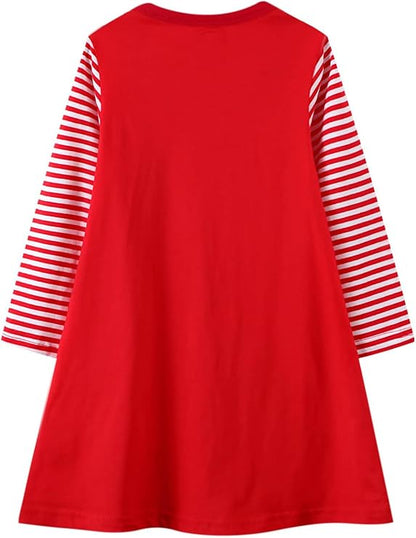 HILEELANG Toddler Girl Christmas Dress Long Sleeve Fall Winter Cotton Casual BasicTunic Shirt Dresses