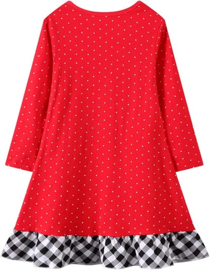 HILEELANG Toddler Girl Christmas Dress Long Sleeve Fall Winter Cotton Casual BasicTunic Shirt Dresses