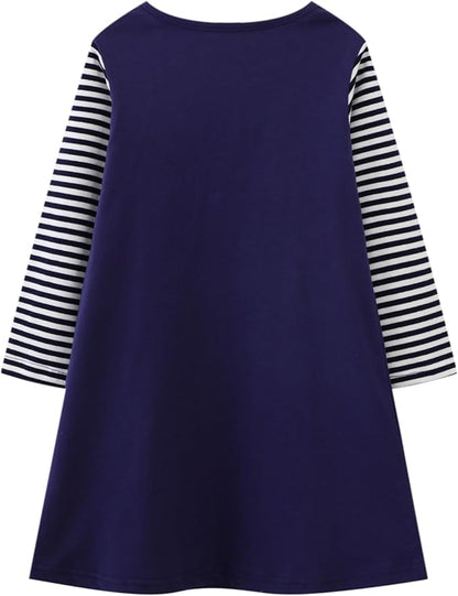 HILEELANG Toddler Girl Christmas Dress Long Sleeve Fall Winter Cotton Casual BasicTunic Shirt Dresses
