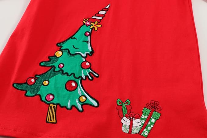HILEELANG Toddler Girl Christmas Dress Long Sleeve Fall Winter Cotton Casual BasicTunic Shirt Dresses