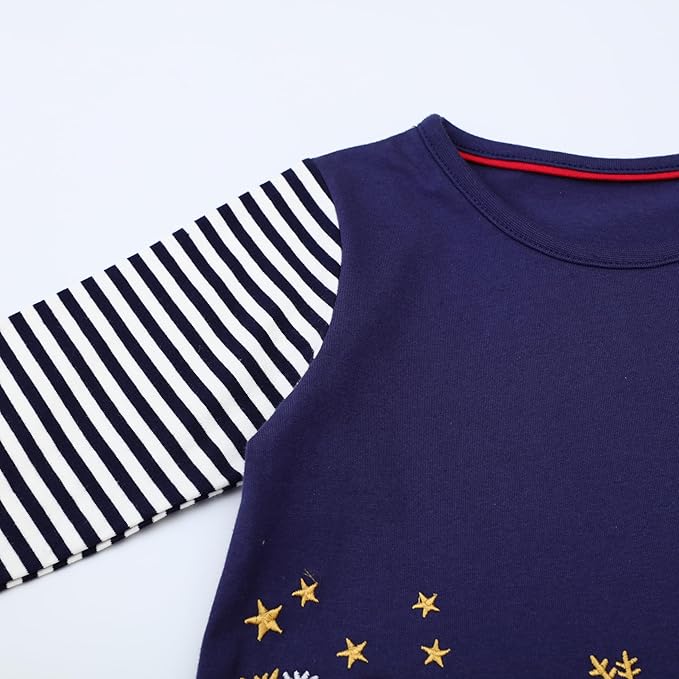HILEELANG Toddler Girl Christmas Dress Long Sleeve Fall Winter Cotton Casual BasicTunic Shirt Dresses
