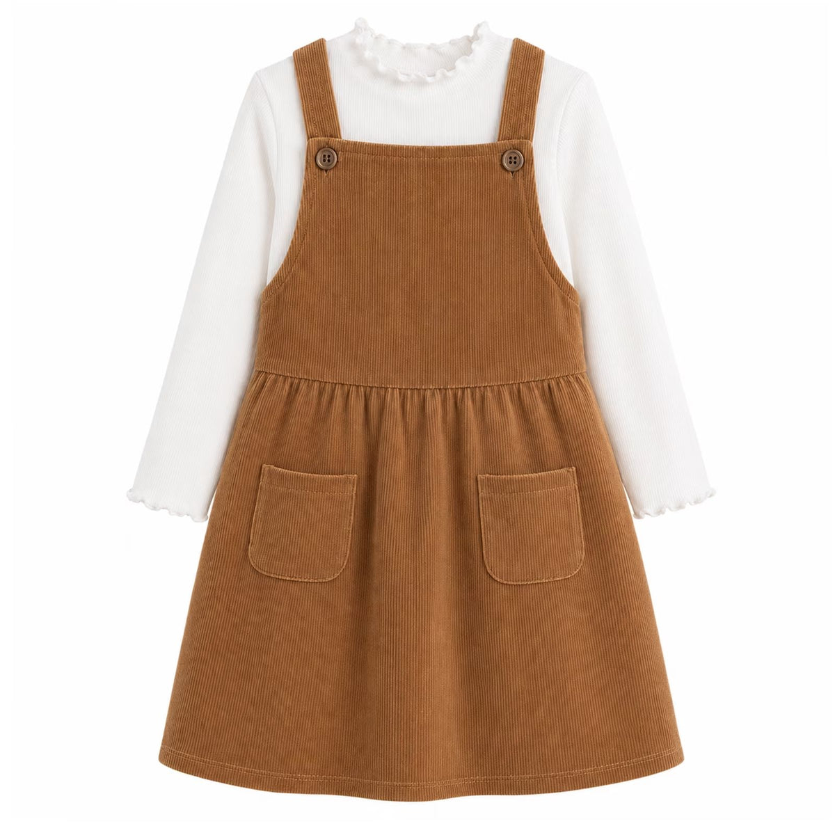 HILEELANG Toddler Corduroy Overall Dress, Single Piece 3-10Y