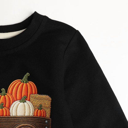 HILEELANG Toddler Boys Halloween Pumpkin Truck Graphic Sweatshirt, Long Sleeve Crewneck Pullover Top, Sizes 2-7 Years