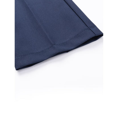 HILEELANG 2PC Little Boys Girls School Uniform Pants Khaki Navy Blue Kids Wrinkle-Free Dress Slacks Elastic Back Waist Classic Fit Pull-On Trousers for Students
